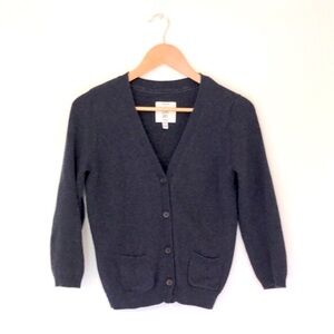 Tan Elbow Patch Blue Cardigan - M